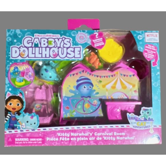 Gabby’s Dollhouse Mercat Seaside Spa & Kitty Narwhal Carnival Room Playset 2023 - Picture 4 of 5